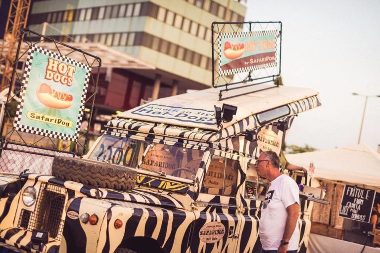 Crocodile and zebra at the street food market