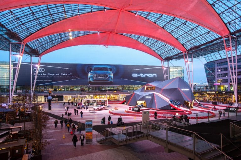 First fully electric Audi e-tron on display at Munich Airport