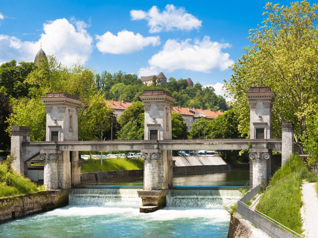 sluice gates on ljubljanica river ljubljana